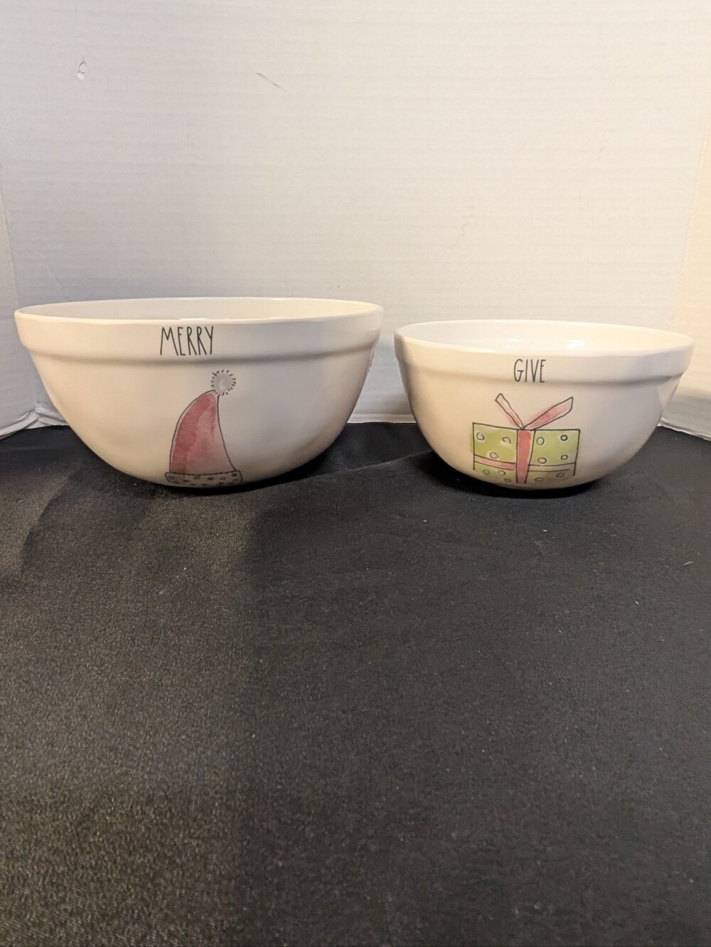 Rae Dunn Christmas Mixing Bowls Merry & Give Holiday Home Decor Kitchen Dishes